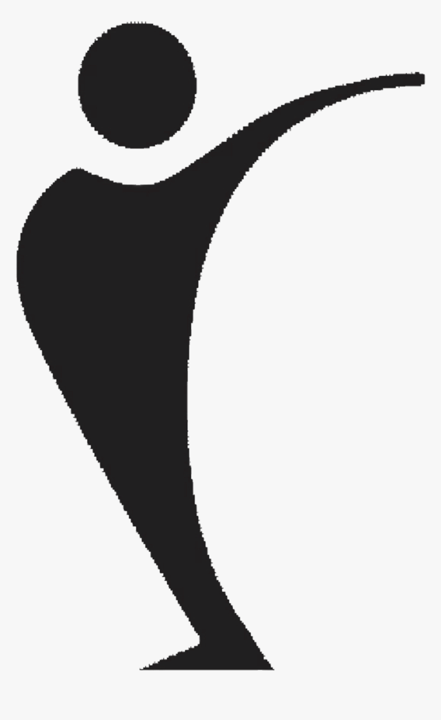 Abstract black silhouette of a person in dynamic motion, arm raised, suggesting activity or celebration.