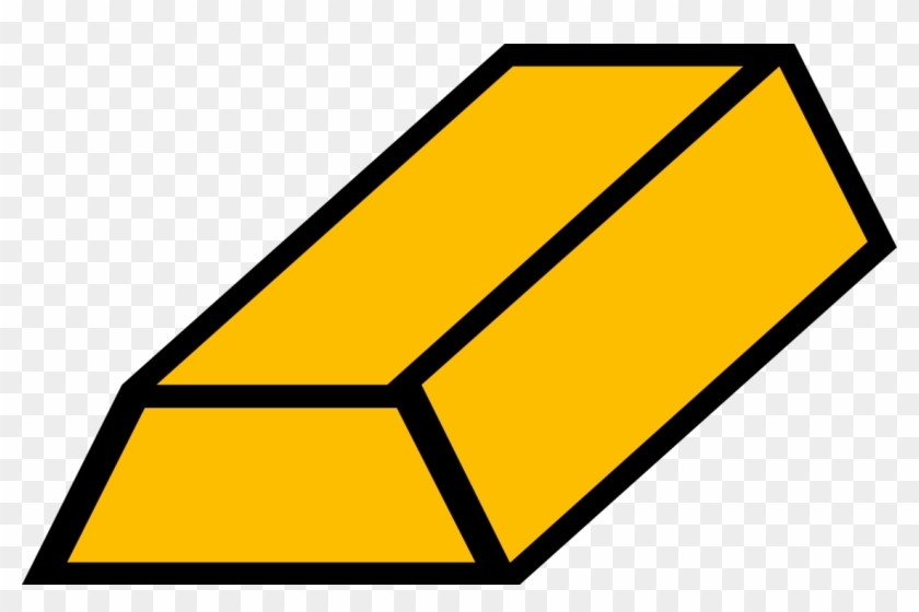 A stylized yellow gold bar with black outlines, depicted in isometric perspective on a transparent background.