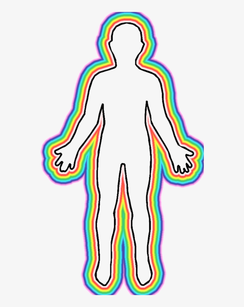 Rainbow Aura Human Silhouette - Spiritual Energy Field Illustration
