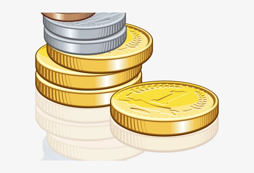 Stack of gold, silver, and copper coins with reflections, symbolizing savings or investment growth.