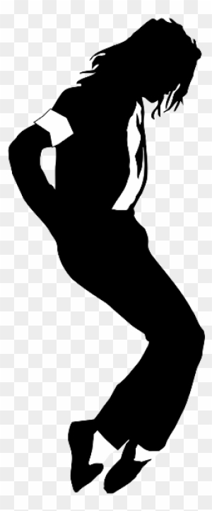 Silhouette of a dancer in iconic moonwalk pose, wearing fedora, jacket, and white glove.