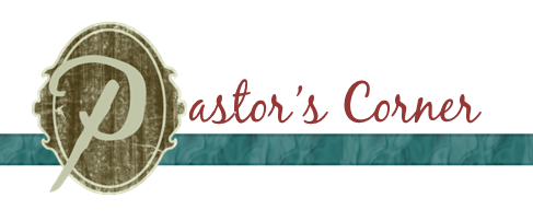 Pastor's Corner logo featuring ornate 'P' monogram and script text on teal banner