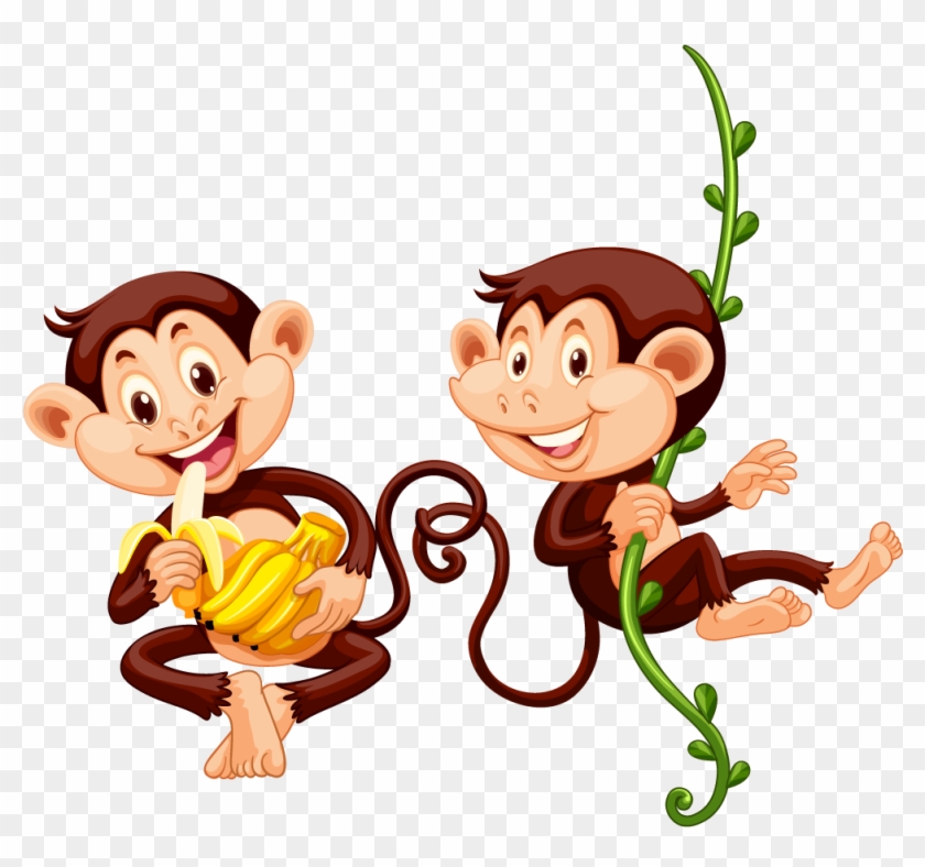 Baby Monkey With Banana Clip Art