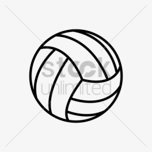 Black-and-white line drawing of a volleyball with classic panel design.