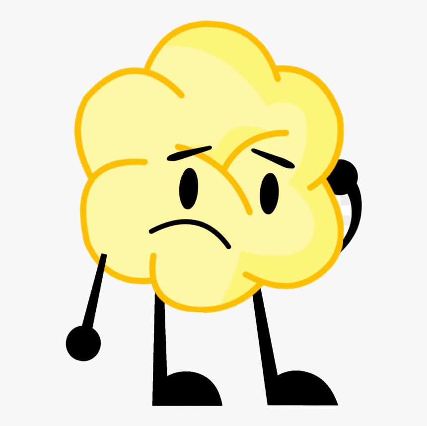 A yellow cloud-shaped cartoon character with a sad, frustrated expression and stick-figure limbs.