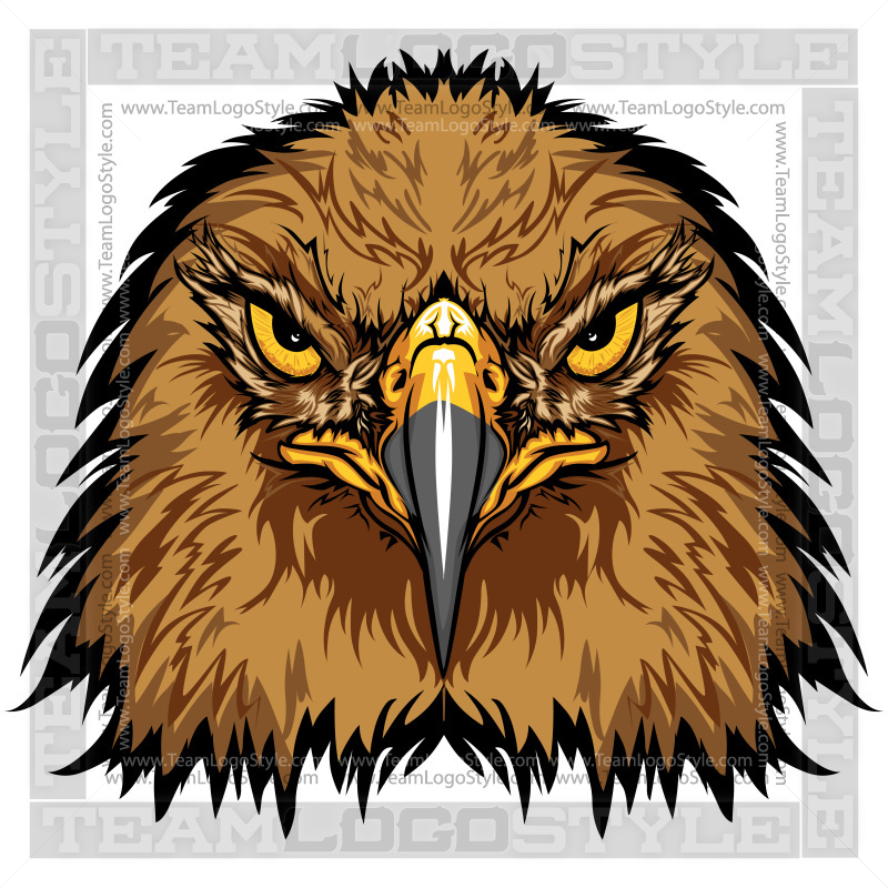 Fierce golden eagle head logo with intense yellow eyes and sharp beak, stylized for sports team branding.