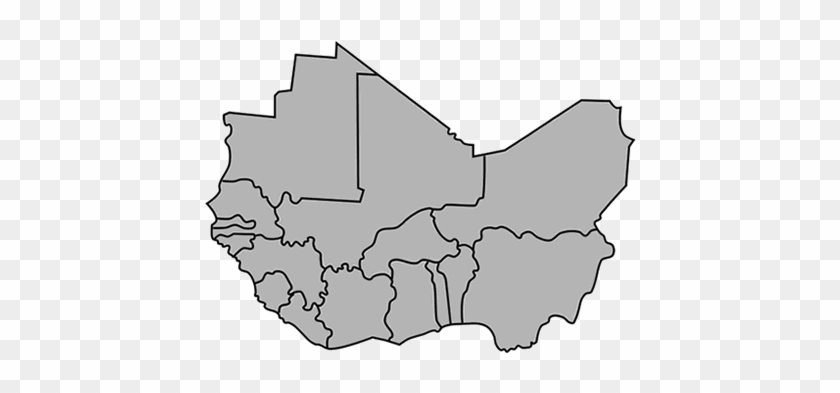 Gray outline map of Nigeria showing its 36 states and Federal Capital Territory, no labels or colors.