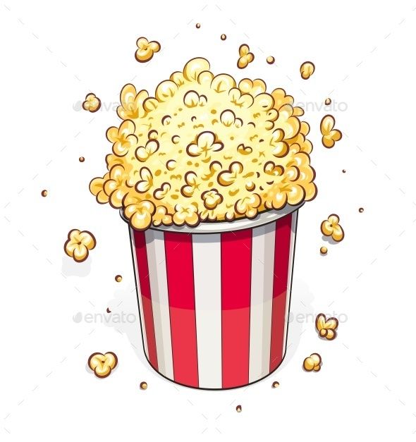 Cute Funny Popcorn Character Vector Hand Drawn Cartoon Kawaii Clip Art Library