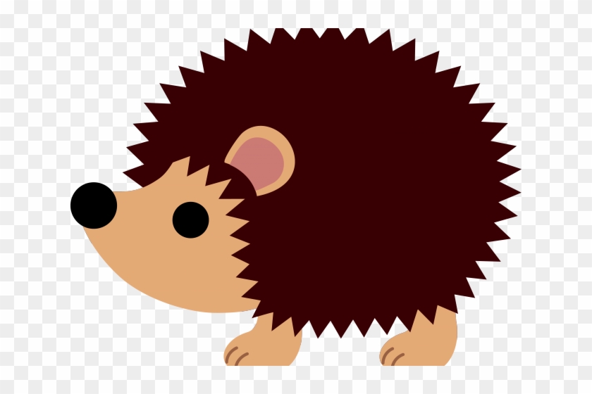 Cute cartoon hedgehog with brown spines, tan face, and pink ear on transparent background.