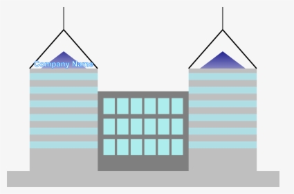 Modern corporate office building with twin towers and central glass facade, stylized vector illustration.