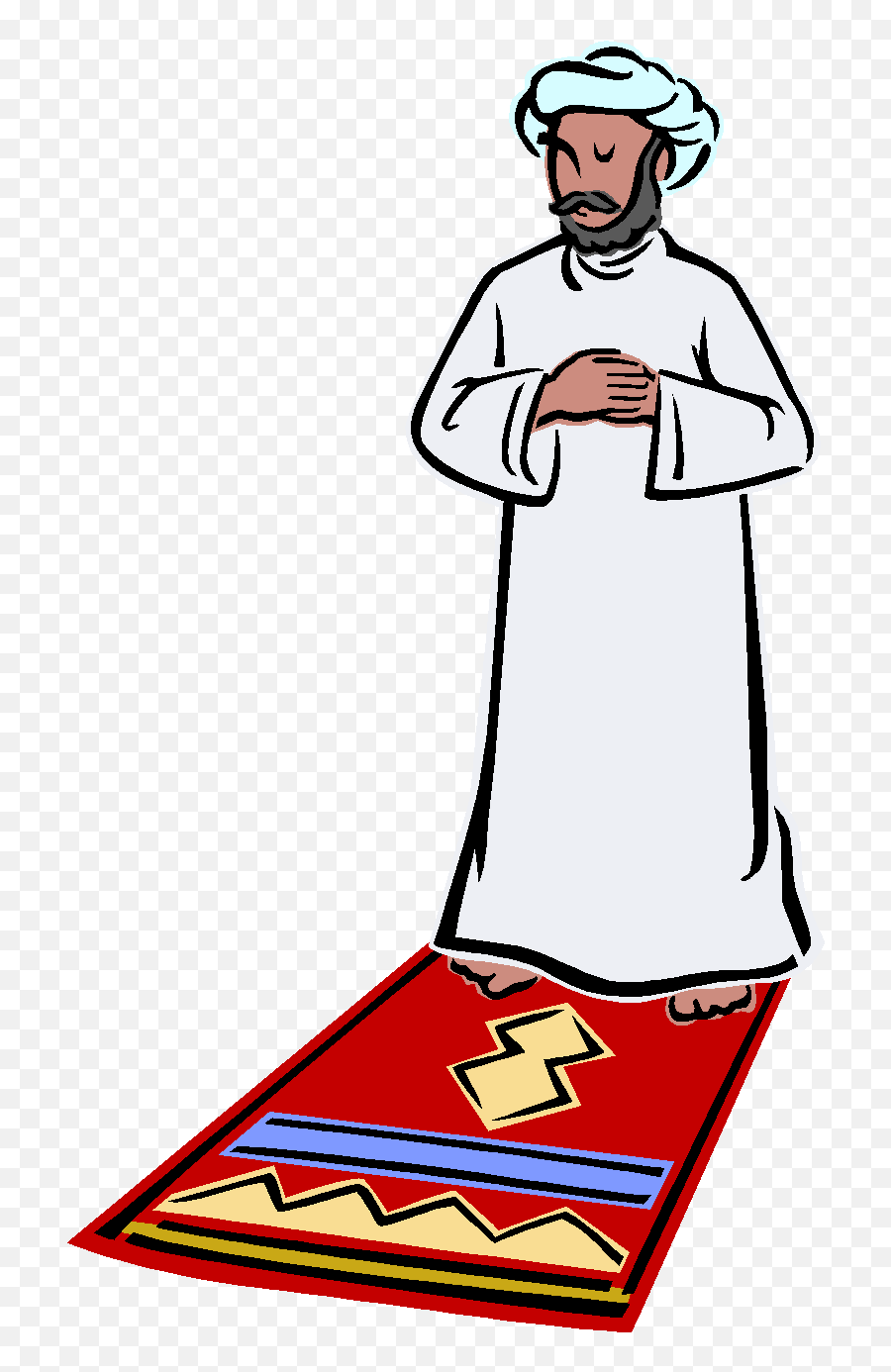 Muslim Man Praying on Traditional Prayer Rug - Religious Illustration