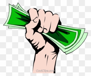 A clenched fist holding a bundle of green cash bills, symbolizing financial power or savings.