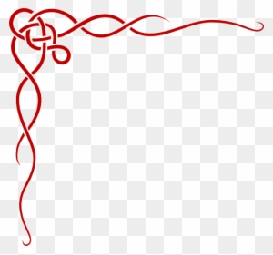 Red Celtic knot corner border design on transparent background, featuring interwoven loops and flowing lines.