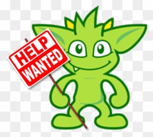Help Wanted Sign - Friendly Goblin Mascot for Job Postings