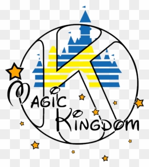 Stylized "K" logo with Magic Kingdom castle, stars, and script text inside a circular outline.