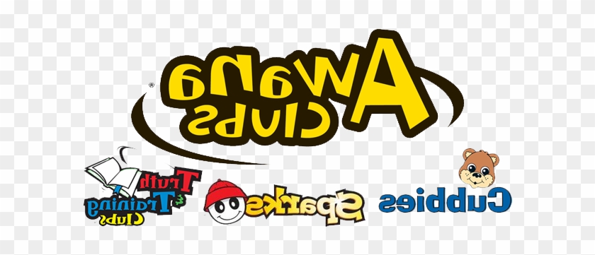 Awana Clubs logo with sub-programs Truth Trackers, Sparks, and Cubbies displayed below.