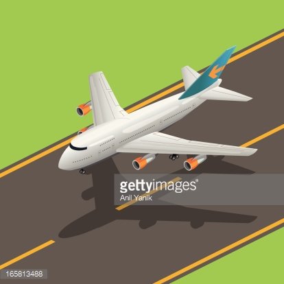 Isometric Airplane on Runway - Aviation Illustration