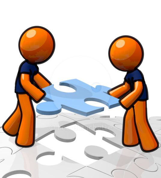 Teamwork and Collaboration Illustration - Puzzle Piece Partnership