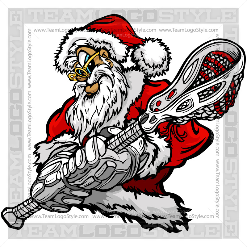 Festive Lacrosse Santa Mascot - Team Logo Style