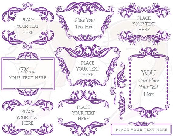 Purple Ornate Frame Set - Vintage Decorative Elements for Graphic Design