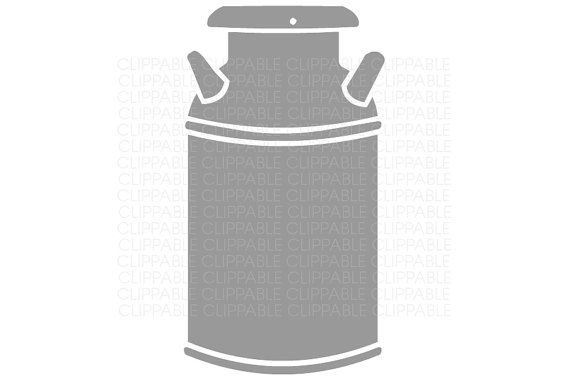 Gray silhouette of a vintage metal milk can with two side handles and a lid.