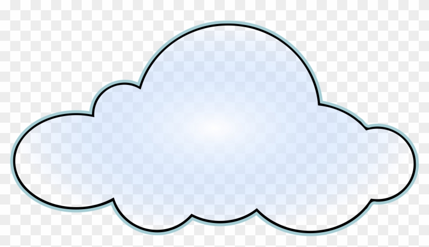Light blue cartoon-style cloud with black outline and soft glow on transparent background.