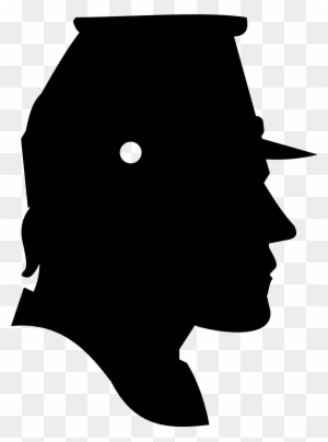 Silhouette of a Civil War-era Union soldier in profile, wearing kepi hat and sideburns.