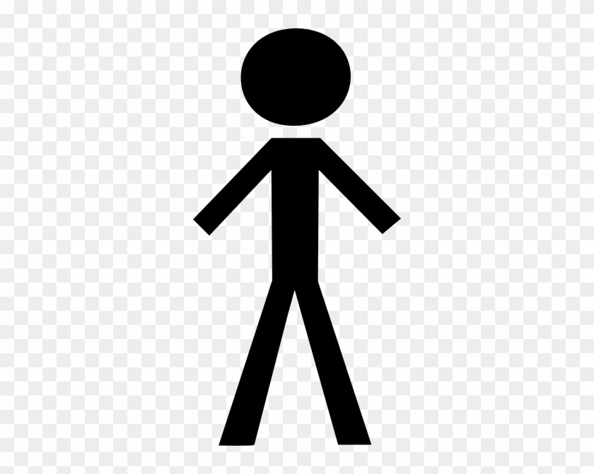 Black stick figure icon on transparent background, representing a generic human person.