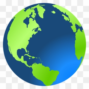 Stylized green and blue globe showing Americas, Europe, and Africa on transparent background.