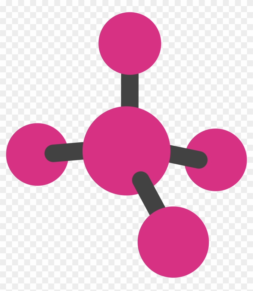 Pink molecular structure diagram with central atom and four bonded atoms in tetrahedral geometry.