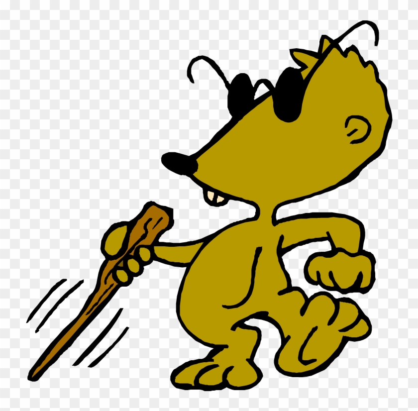 Cartoon Dog with Sunglasses and Stick - Playful Illustration
