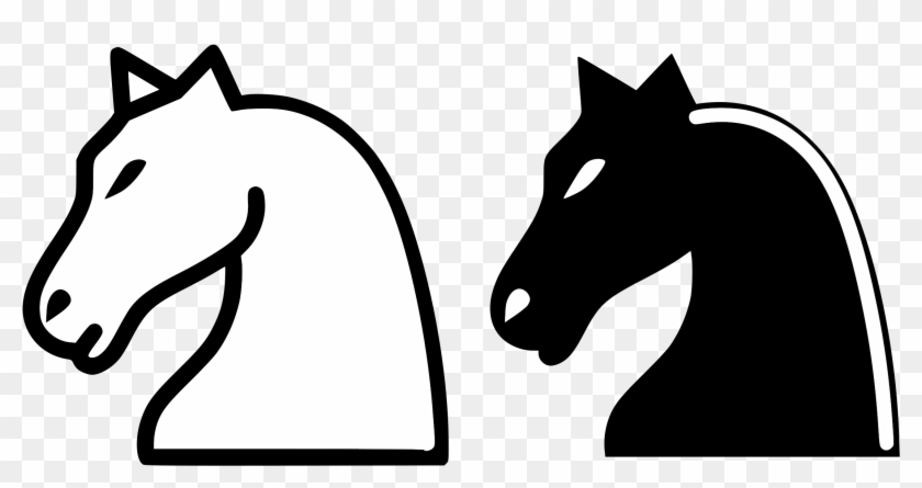 White and black knight chess piece silhouettes side by side on transparent background.