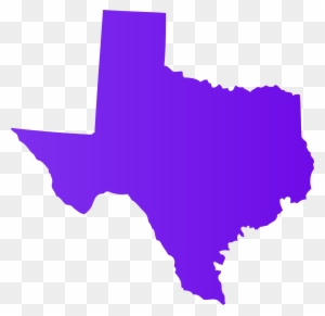 Solid purple silhouette of the state of Texas on a transparent checkered background.