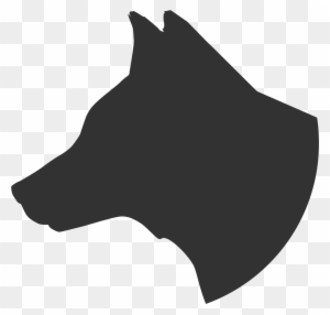 Black silhouette of a dog's head in profile view on transparent background.