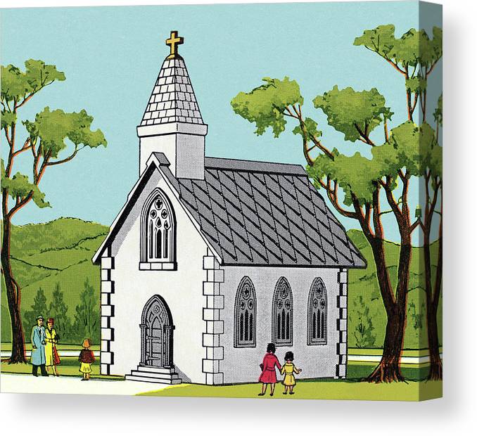 Small Church Illustration - Retro Religious Art for Web & Print