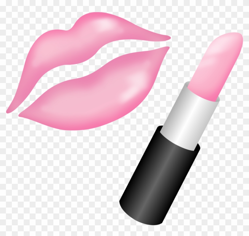 Pink lipstick tube beside glossy pink lips imprint on transparent background
