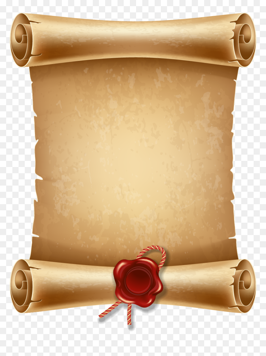 Ancient Parchment Scroll with Wax Seal - Free PNG Download