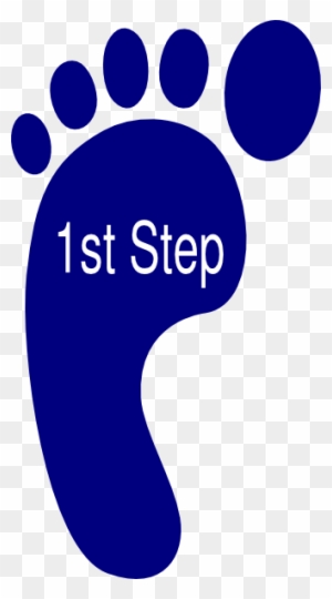 Blue footprint icon with white text "1st Step" symbolizing the beginning of a journey or process.