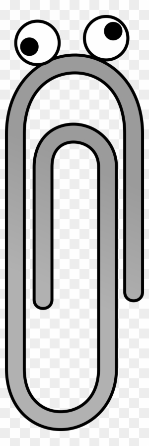 Gray paperclip with cartoon eyes, styled as a friendly character on transparent background.