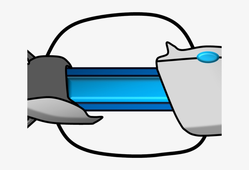 Two hands inserting a blue rectangular cartridge or module into a device slot.