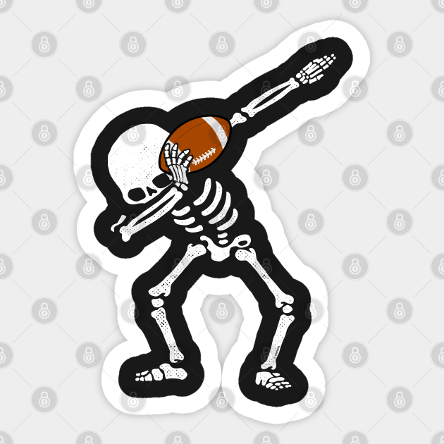 Dabbing Skeleton Football Sticker - Fun Halloween & Sports Graphic