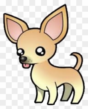 Cute cartoon Chihuahua with large ears, expressive eyes, and a playful tongue sticking out.