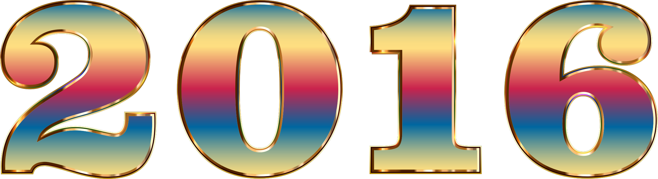 2016 Year Graphic - Festive Rainbow Gradient Typography