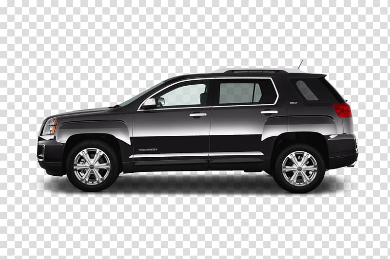 Black GMC Terrain SUV in side profile view on transparent background