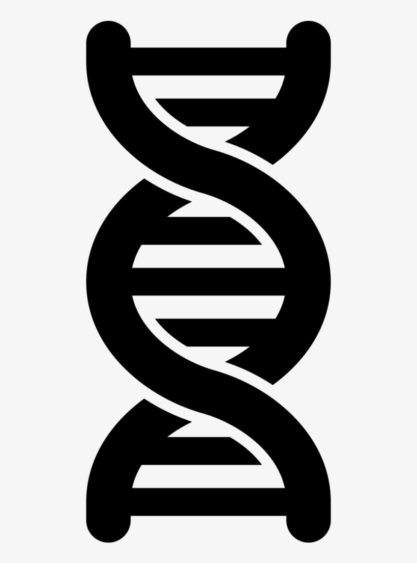 Black silhouette of a DNA double helix on white background, representing genetics and molecular biology.