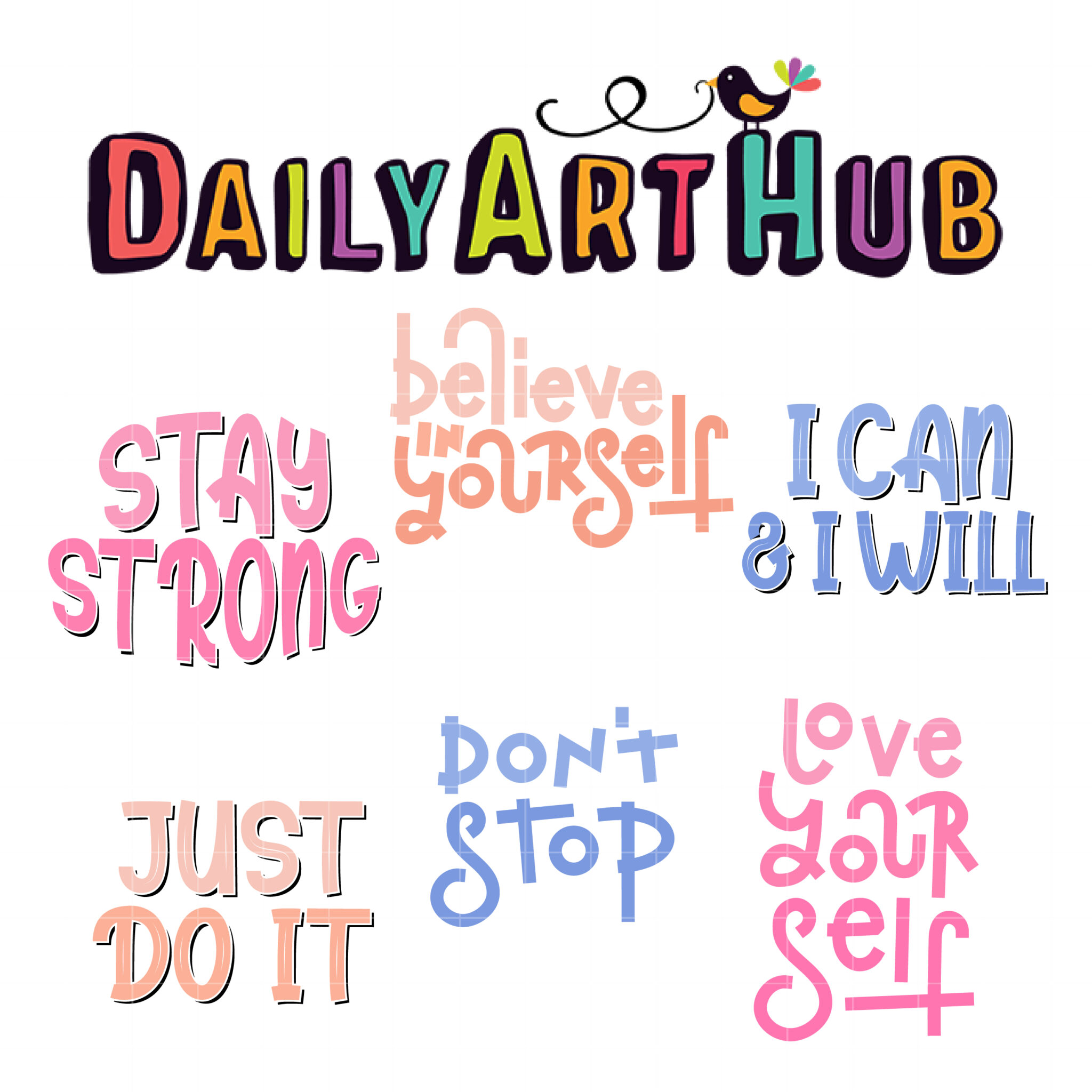 Motivational Quotes Collection Clip Art Set - Clip Art Library