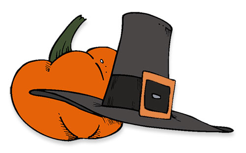 Pilgrim Hat Pumpkin Illustration - Thanksgiving Clip Art
