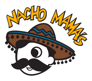 Nacho Mama's logo featuring a cartoon face with mustache and sombrero.