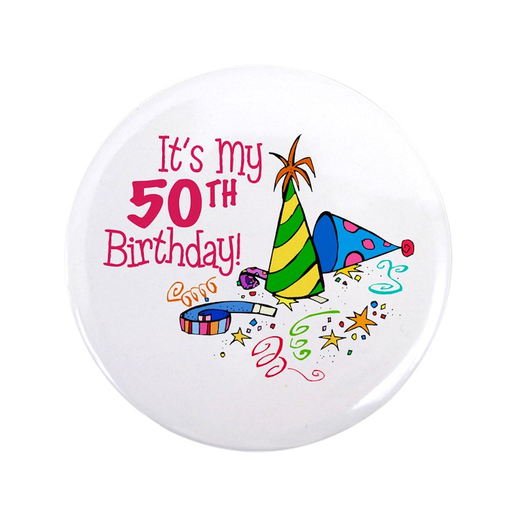 50th Birthday Celebration Button - Festive Party Pin for Milestone Birthdays