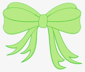 Light green ribbon bow with flowing loops and tails, stylized vector illustration.